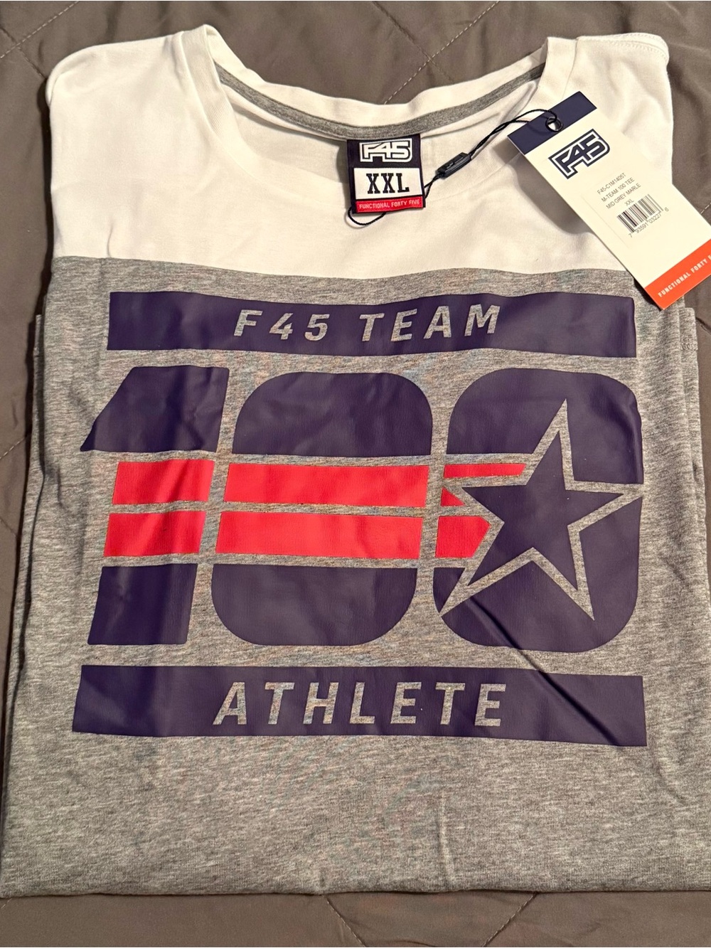 F45 Team Athlete 100 Graphic Short Sleeve Tee - Gray/White